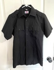 FIRST CLASS 100 Polyester Black Short Sleeve Uniform Shirt Size S 14-14 1/2
