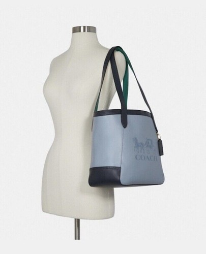 Brand New Coach Pebble Leather Tote With Horse & Carriage In Colorblock **NWT** - Picture 4 of 5