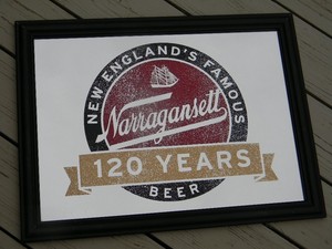  NICE NARRAGANSETT BEER MIRROR 120 YEARS PROVIDENCE RHODE ISLAND SHIP NAUTICAL