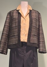 Chicos Black Gold Open Jacket Size 1/Medium/10 NWOT