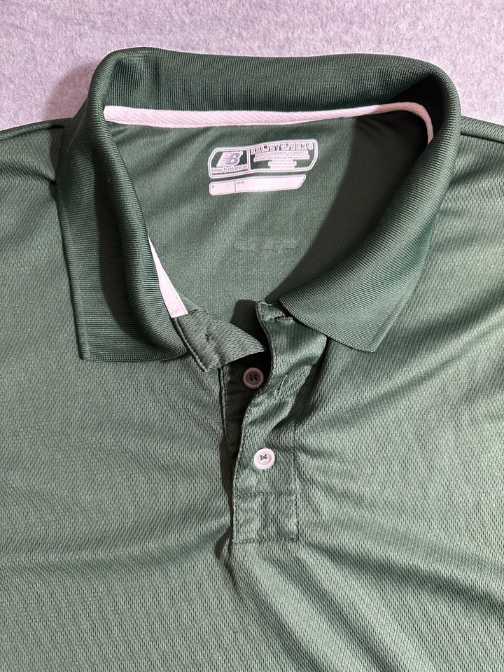 NEW BALANCE Polo Hombre Camiseta 2XL XXL Suelta VERDE Lightning Dry Manga Larga Foto 2 de 4