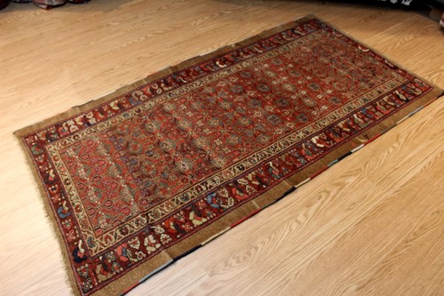 7' x 4' Late 19th Century ANTIQUE Handmade Serab Rug Tribal Kurdish Natural Wool - Picture 2 of 11