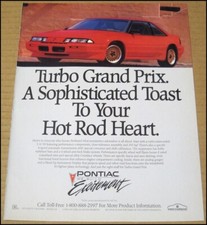 1990 Pontiac Turbo Grand Prix Print Ad Car Automobile Auto Advertisement Vintage