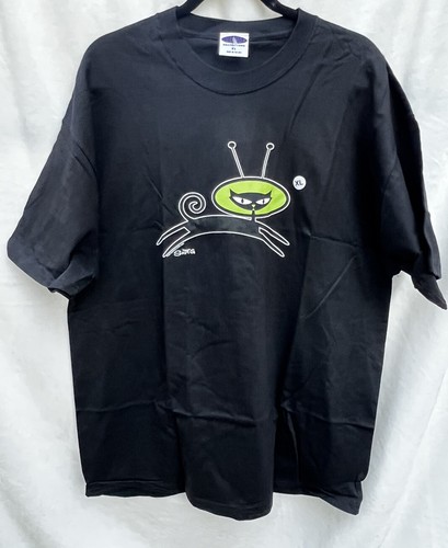 Shag Old Flyers Kozik 2001 Tshirt Poster Pop Size XL Black Cat Space Vintage New