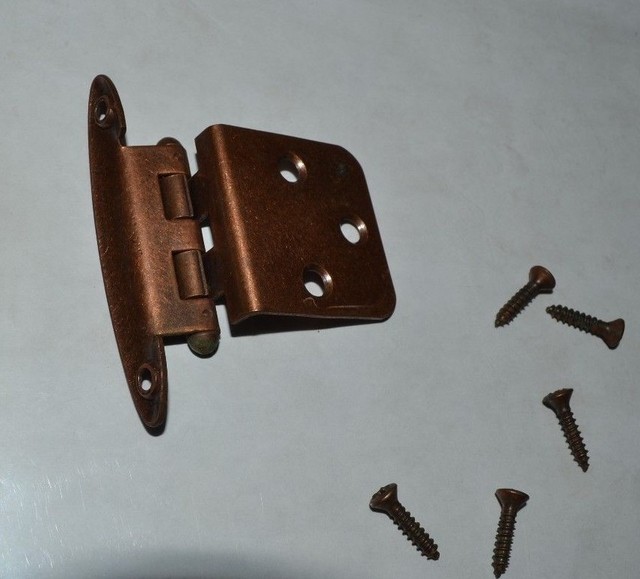 1 Vintage Copper Hinge 3/8" Inset rounded ends face frame with