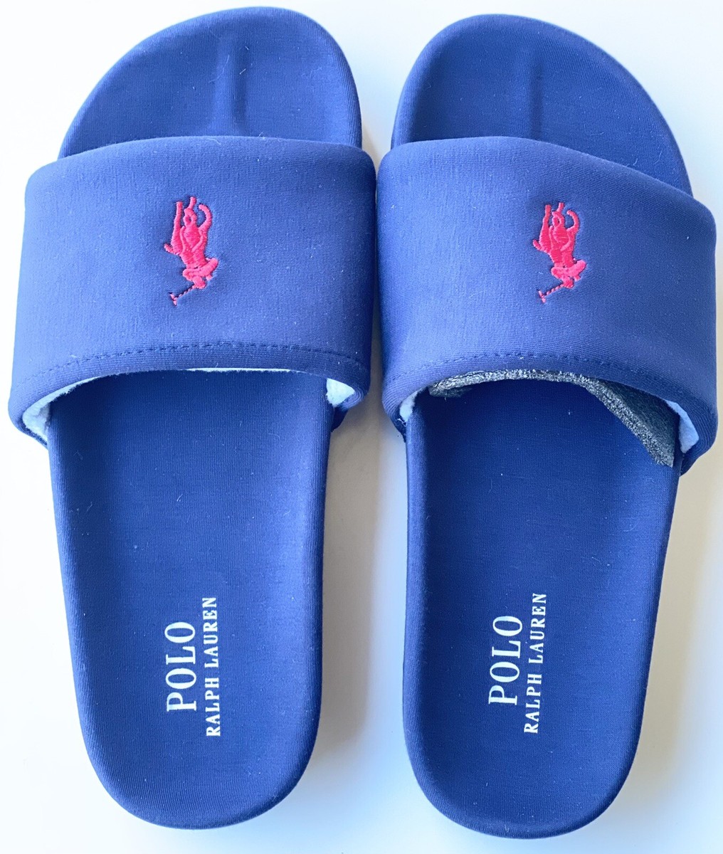 Polo Ralph Lauren Premium Men’s Navy Blue Slider Slippers Size Brand New