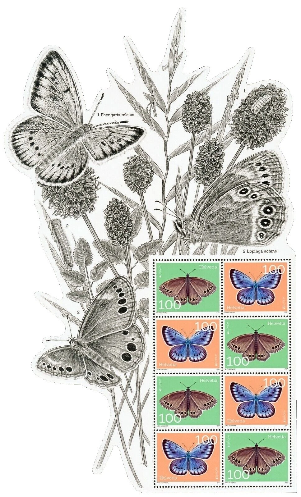 蝴蝶完好未铰/全新邮票瑞士邮票