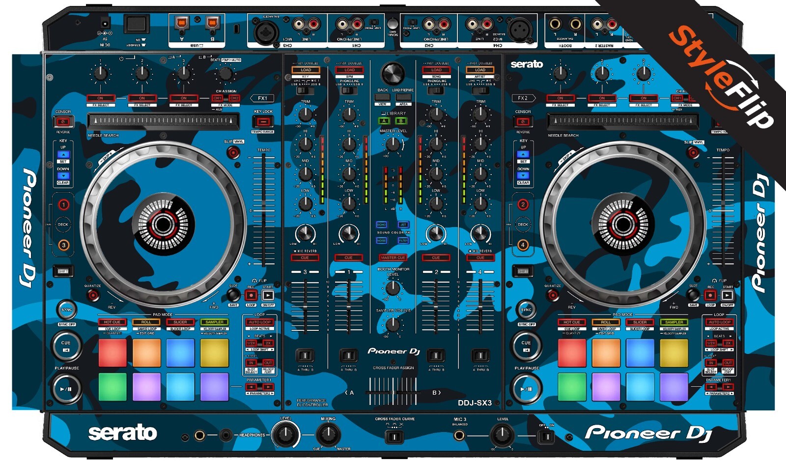Pioneer DDJ-SX3 Skin | Camo Blue | StyleFlip Skins