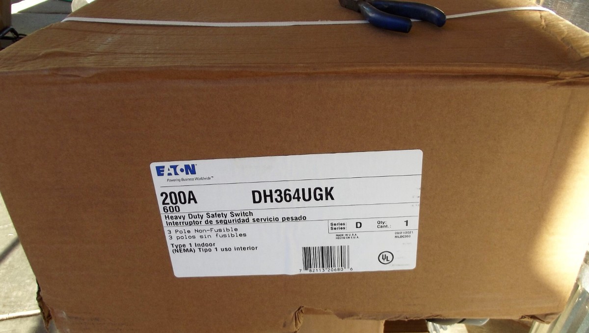 EATON HEAVY DUTY SAFETY SWITCH DH364UGK, 200A 600V | eBay