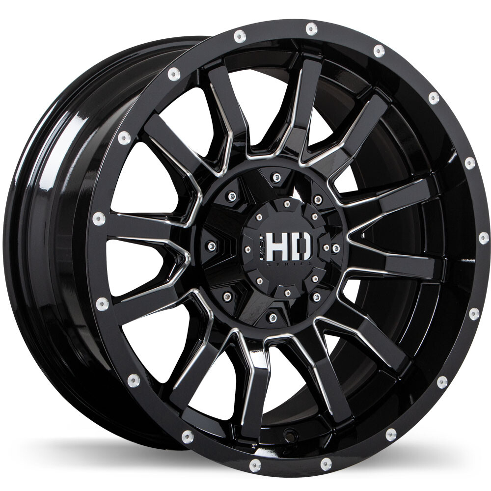 Fast HD TRAXX 20x12 Gloss Black Wheels with Milled Trim -44mm Offset 8x165.1 Bolt Pattern