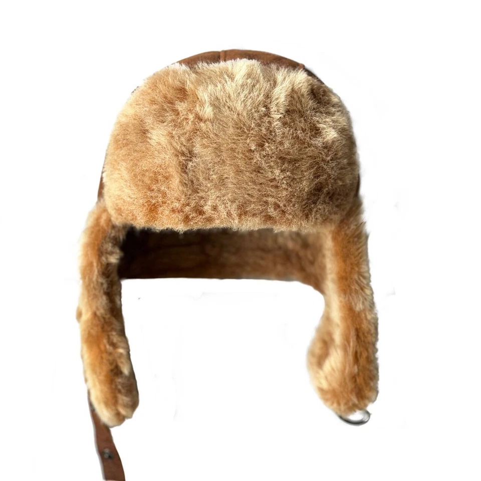Handmade Russian Real Sheepskin Shearling Trapper Hat Ushanka Aviator - Image 3 of 4