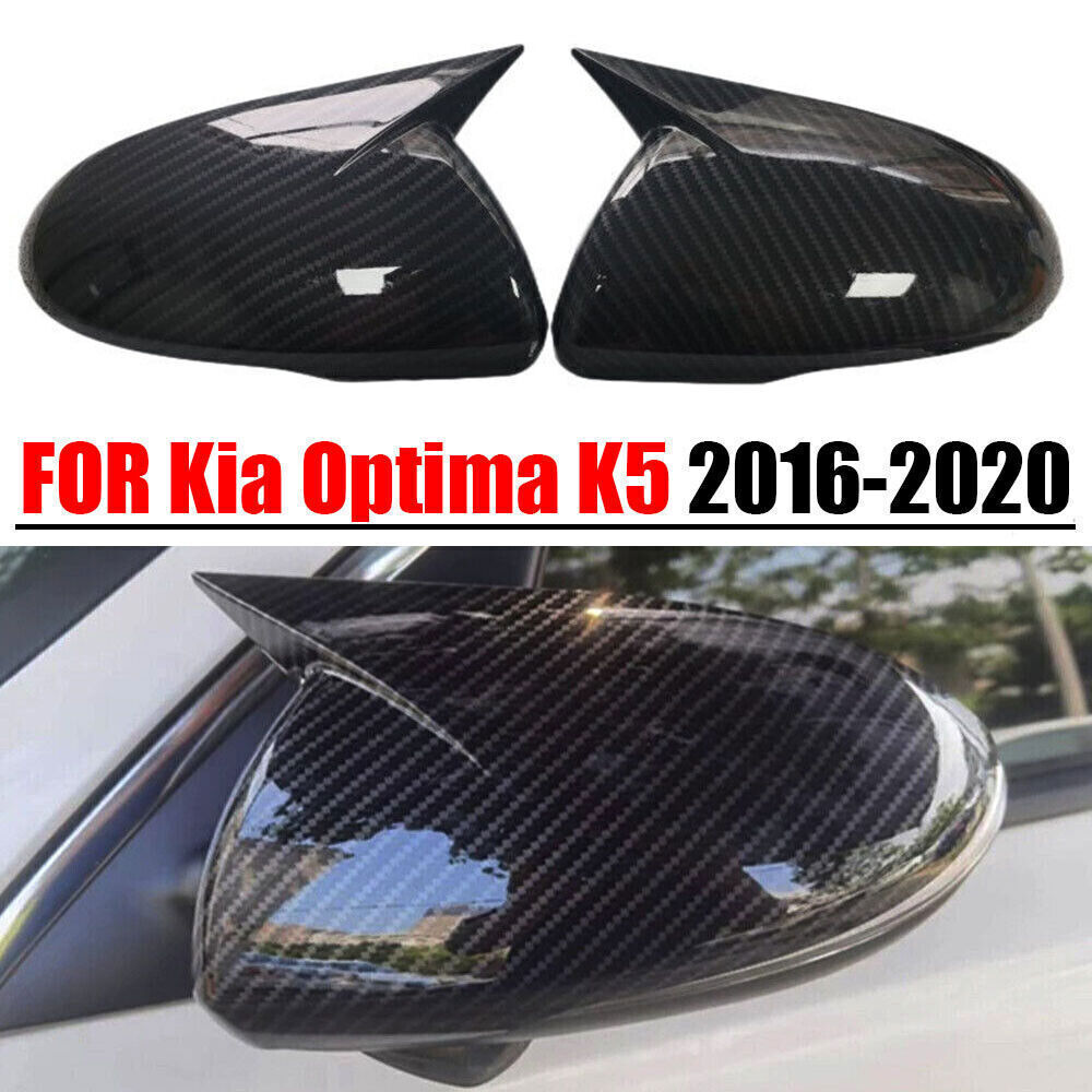 Carbon Fiber Horn Side Rear View Mirror Cover Trim Cap For Kia Optima K5 16-2020