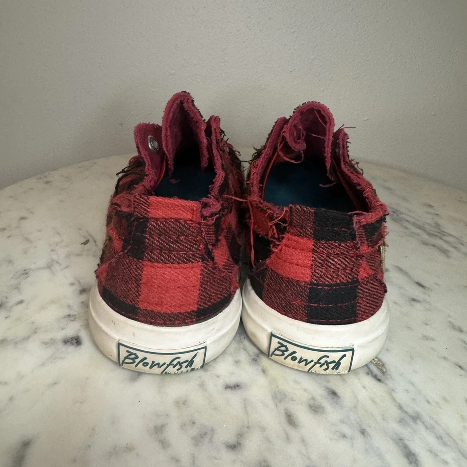 Blowfish Talla 7 Malibu Rojo y Negro Búfalo Cuadros Zapatillas Zapatos sin Cordones -K Foto 3 de 4
