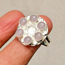 Rose Chalcedony Gemstone 925 Sterling Silver Handmade Jewelry Ring Size 8