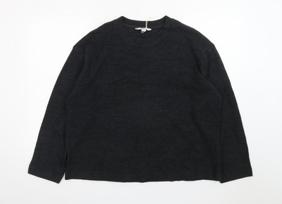 Marks and Spencer Damen Schwarz Wollmischung Rundhalsausschnitt Pullover Größe 14