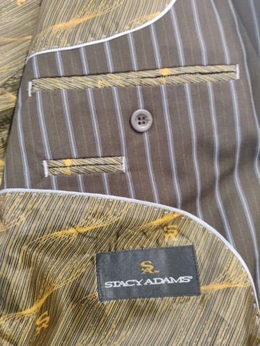 Stacy Adams Superlative 150er Retro Herren 48L 42W Full 3 Set Anzug braun gestreift - Bild 12 von 22