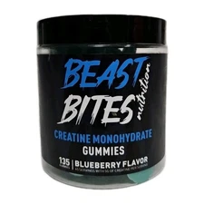 Beast Bites Nutrition - Creatine Monohydrate 135 Gummies Blueberry |EXP 01/2027|