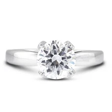 0.80ct tw D-VVS2 Round Cut Natural Certified Diamonds 950 PLT. Sidestone Ring