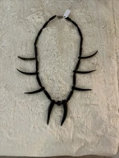 BLACK Resin Tribal Vintage NECKLACE ARTISAN HANDCRAFTED 38”