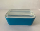 VTG PYREX 0502 Blue Rectangular Refrigerator Ovenware Dish 1.5 PT  7" With Lid