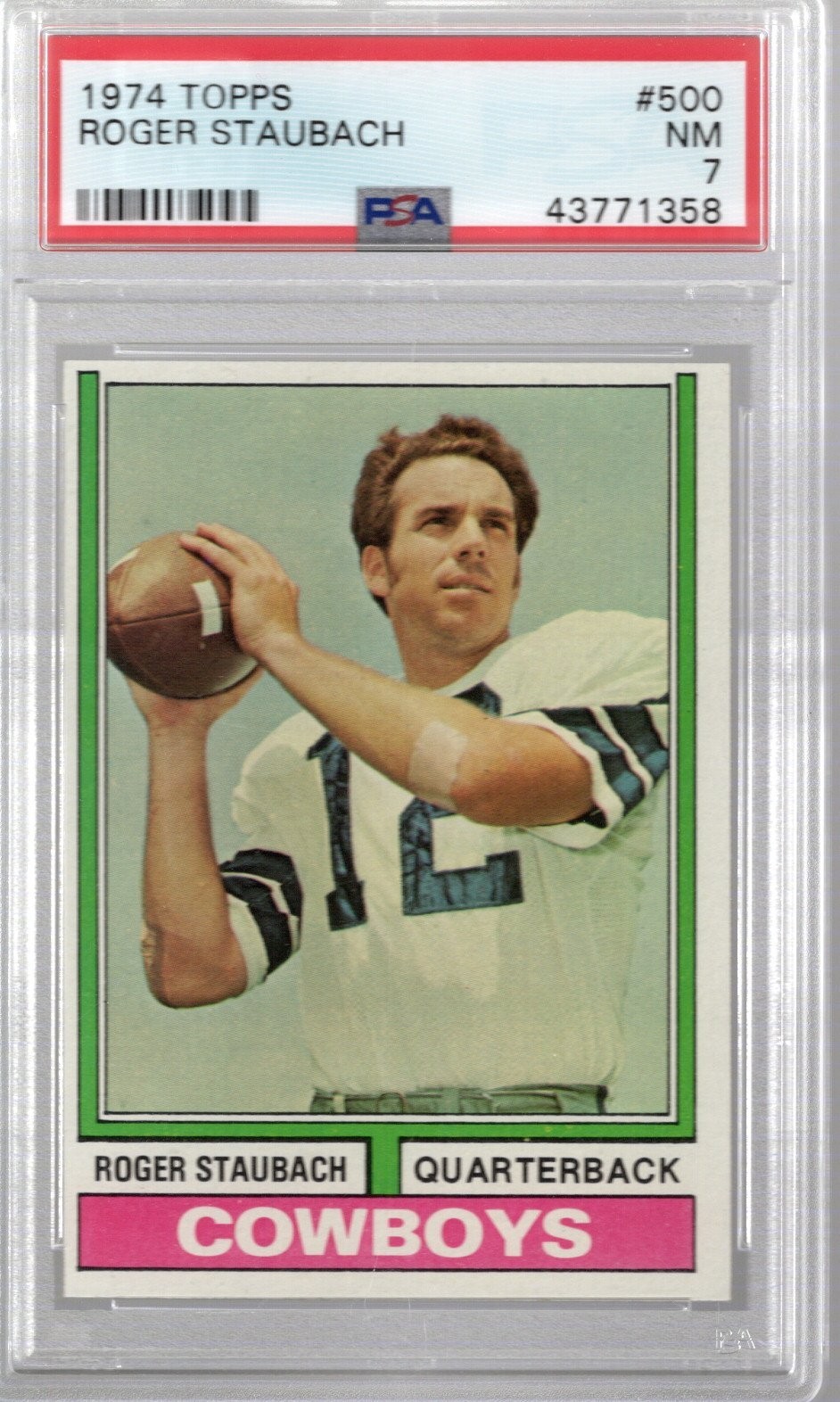 Roger Staubach 1974 Topps #500 PSA 7