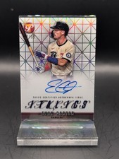 Evan Carter 2025 Topps Pristine Italics Auto Refractor 42/99 Rangers