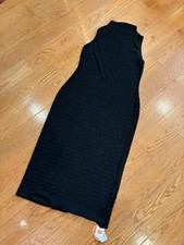 Cider Black Textured Dress Sleeveless High Neck Minimalist Chic Size XL NWT