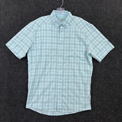 Under Armour Tide Chaser 2.0 Shirt Men's Small Blue Plaid Vented Fishing Pockets