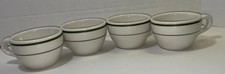 Vintage Buffalo China Diner Cups Set of 4 Green Stripe Restaurant Coffee Mugs