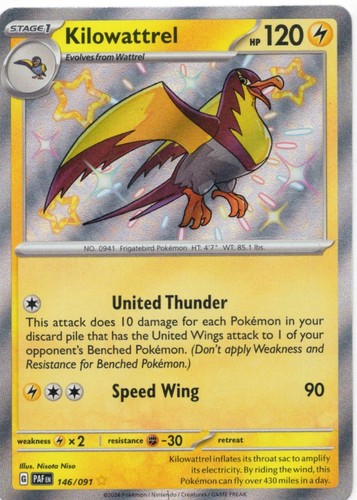 Pokemon Kilowattrel Paldean Fates 146/091 Holo NM