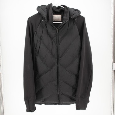Athleta Women's Black Quilted Down Hybrid Hooded Puffer Jacket Size Large