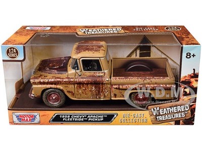 1958 CHEVROLET APACHE FLEETSIDE PICKUP BROWN (RUSTED) 1/24 BY MOTORMAX 79072