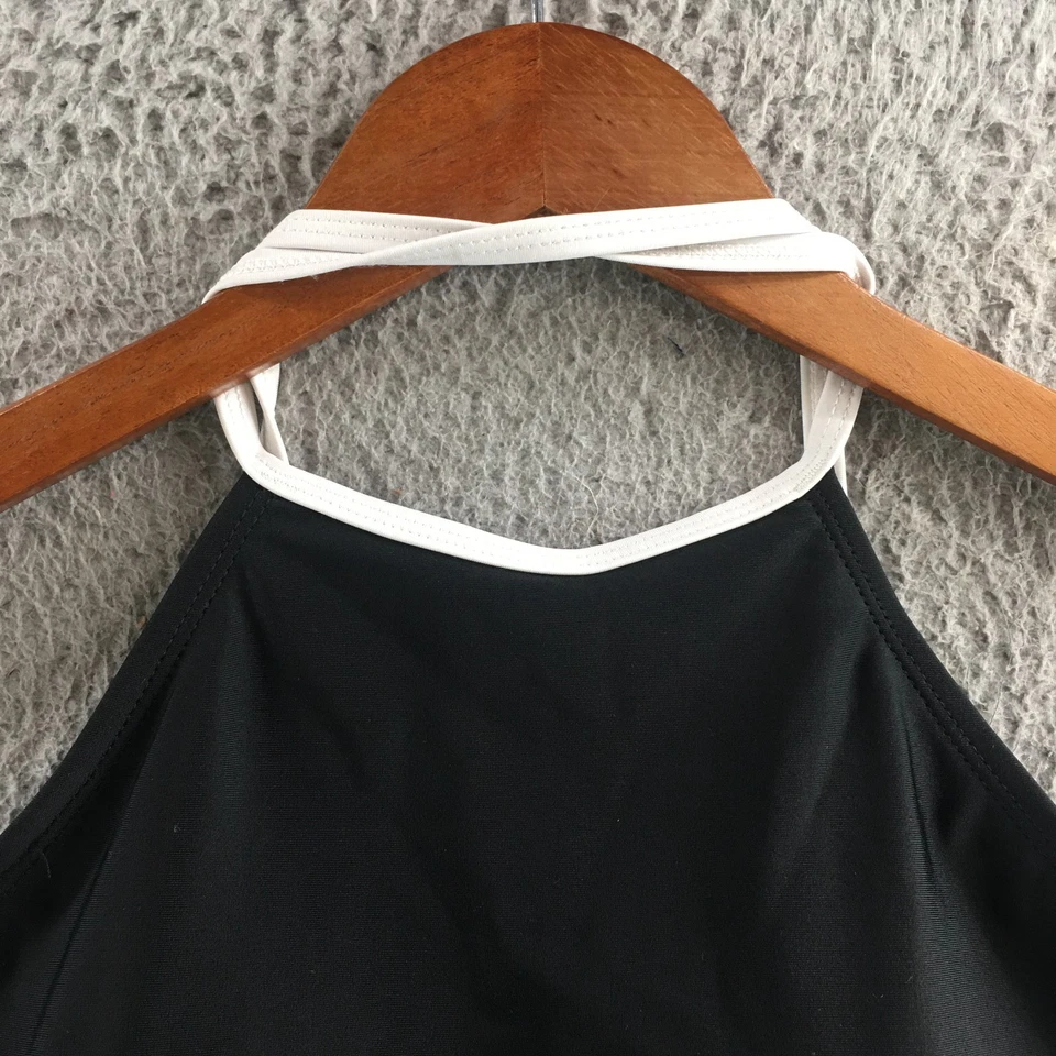 Traje de baño Nautica de una pieza halter para mujer M negro a rayas correa ajustable NUEVO Foto 3 de 4