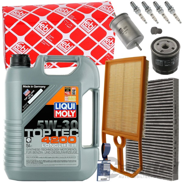 Febi Inspektionspaket+Liqui Moly 5W30 Passend FüR Vw Golf 4 Bora 1J 1.4+1.6 16V-image