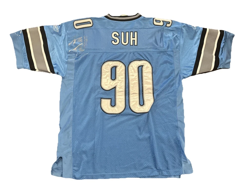 Camiseta deportiva Detroit Lions XL 52 Suh para hombre azul Reebok Foto 2 de 4