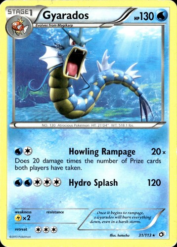 Gyarados 31/113 Rare Legendary Treasures Pokemon Moderately Played