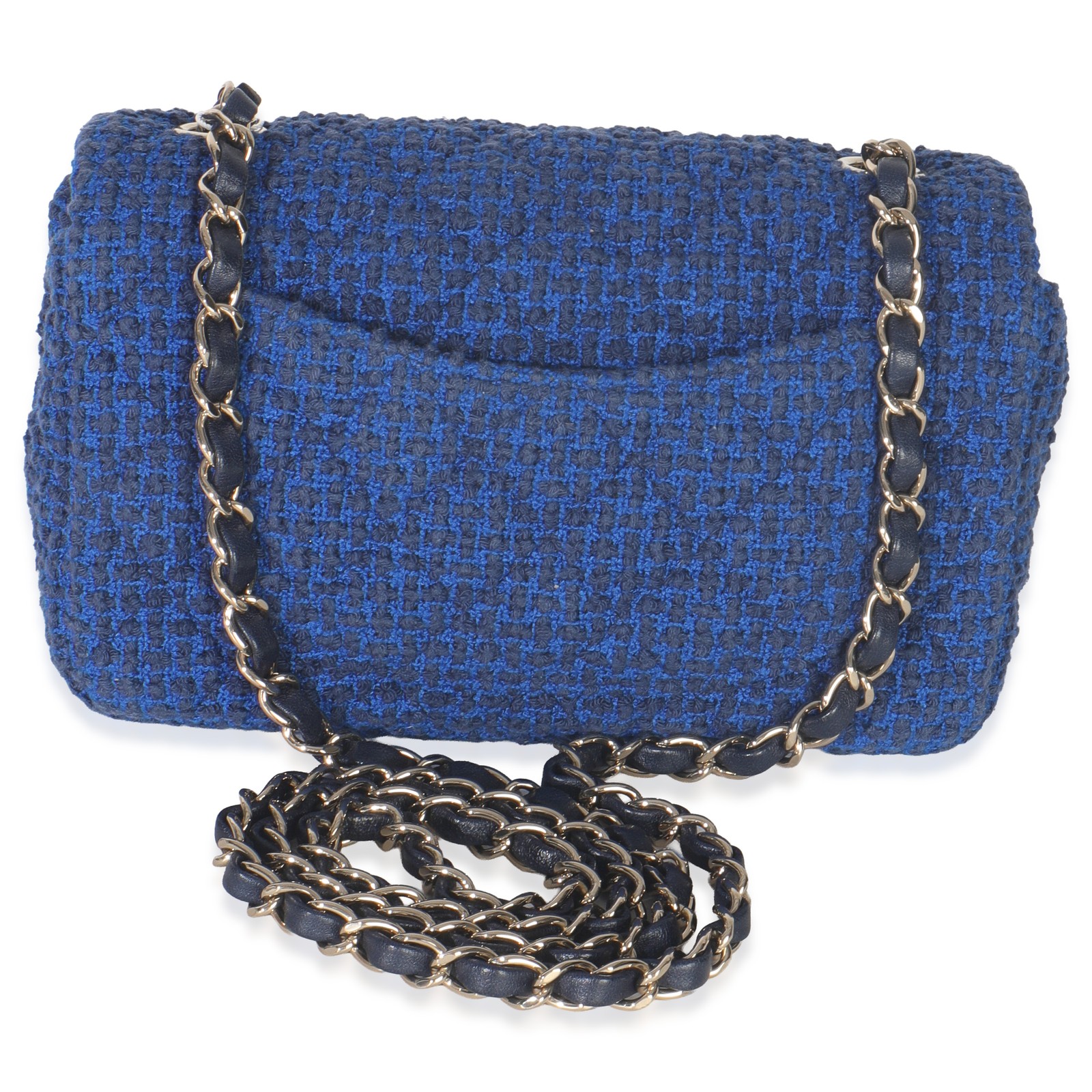 Chanel Electric Blue Tweed Mini Rectangular Flap … - image 5