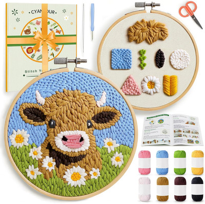 Punch Needle Kits for Beginner, DIY Punch Needle Kit Adults Beginner Include 2 P