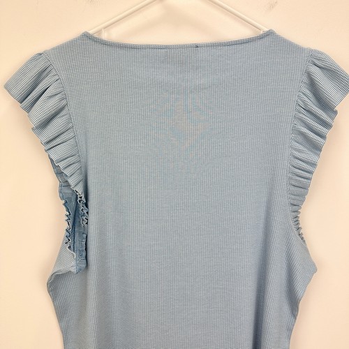 J.Crew Vintage Rib Ruffle Boatneck Tank Top Striped Blue Nautical Preppy 2X NWT - Picture 7 of 10