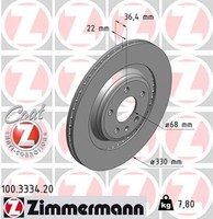 2X Bremsscheibe Coat Z Zimmermann 100.3334.20 FüR A5 Q5 A4 Audi B8 1KE 8K5 8T3