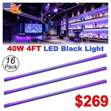 16Pack Linkable UV Led BlackLight Bar 4Ft 40W T8 Led Tube DJ Club Stage Lighting