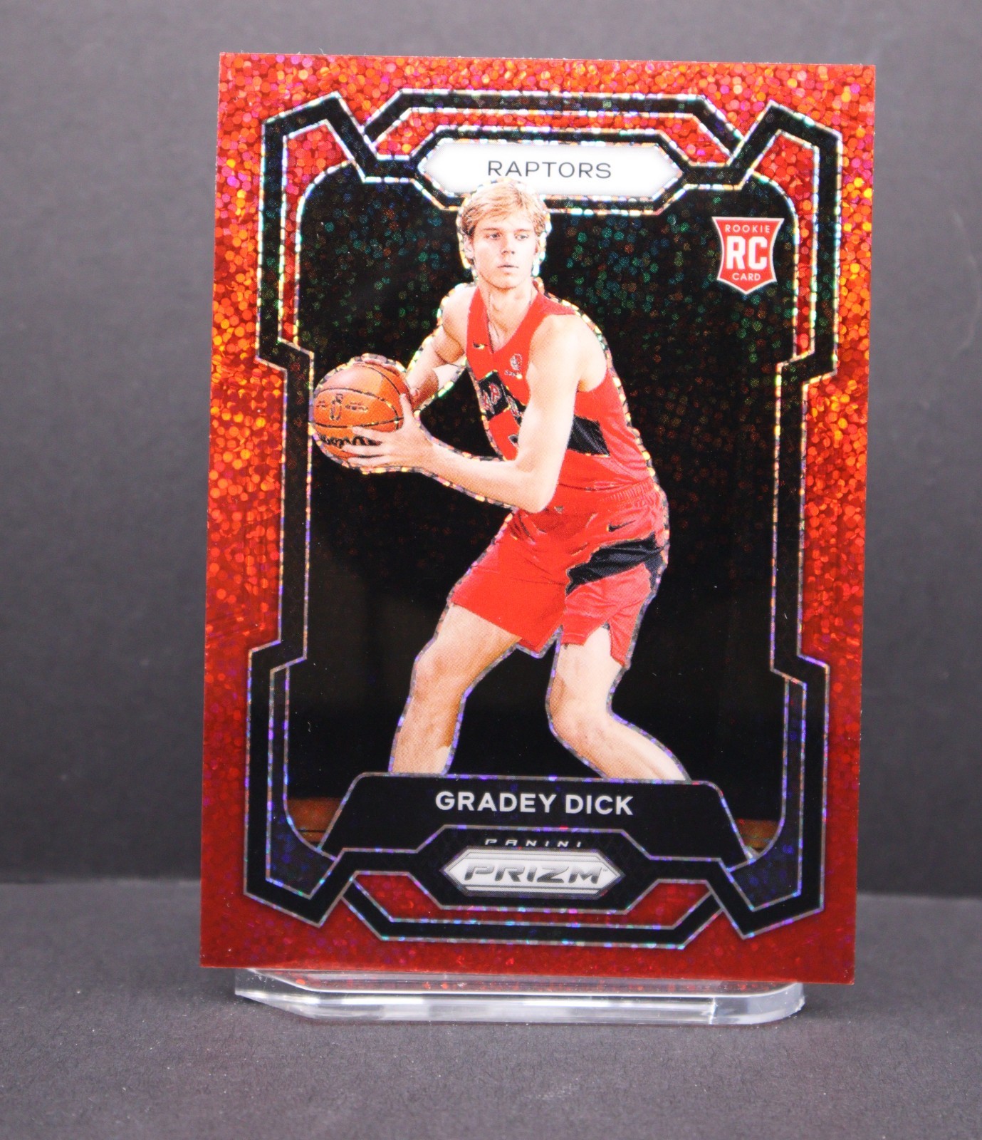 Gradey Dick 2023-24 Panini Prizm - #134 Red Sparkle Prizm (RC)