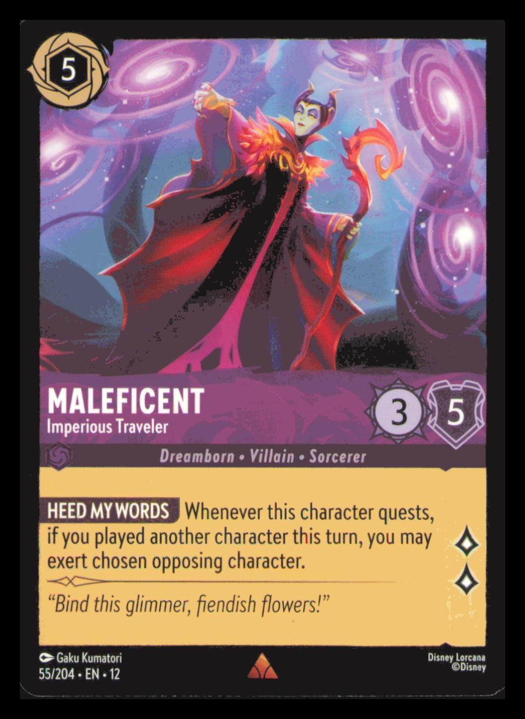 Maleficent - Imperious Traveler 55/204 Rare Wilds Unknown Lorcana Near Mint