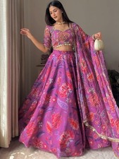 Presenting Georgette Purple Lehenga Choli With Dupatta For Engagement Wear