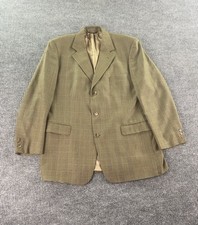 Brooks Brothers Sport Jacket 46 L Taupe Wool Glen Plaid Luxury Designer Premium
