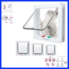 Cat Door Flap Outer Size 7.5" x 7.8", 4 Way Locking Medium Cat Door for Inter...