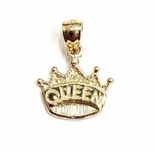 14k yellow Gold Tiny Queen Crown Tiara Pendant charm gift fine jewelry 1.1g