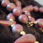 Vintage Wood  2 Tone Beads Purple And Grey  With Gold Spacers Necklace 22" — photo 4