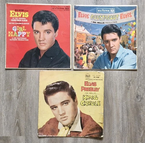 Elvis Presley 3 Vinyl LP Job Lot - Girl Happy, Roustabout & King Creole.