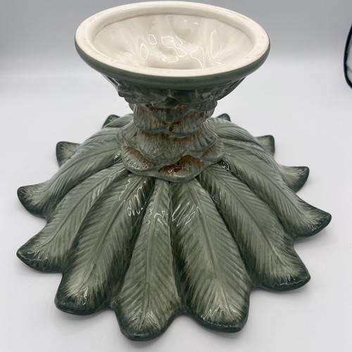 Vintage Mikasa Compote Bowl KT010 Palma, 12" Ceramic Green Palm Tree - Picture 5 of 6